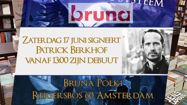 patrick berkhof signeert zijn boek Dizary bij broekhandel Bruna Polki in Amsterdam