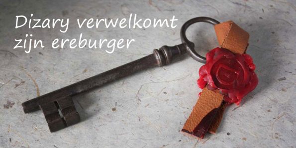 Johan Klein Haneveld ontvangt de sleutel tot Dizary ereburger krakenvorst