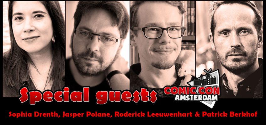 special guests tijdens de comic con amsterdam rai, sophia drenth, jasper polane, roderick leeuwenhart, patrick berkhof kerkhof