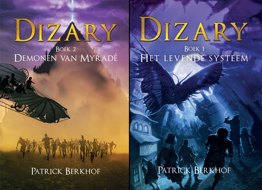 Cover van Dizary boek 1 en boek 2 naast elkaar om te vergelijken