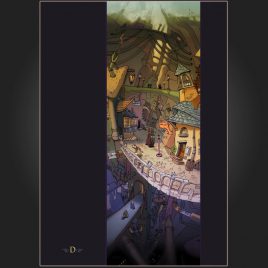 illustratie, illustration, traveler, reiziger, reis, fantasy, steampunk, journey, sunset