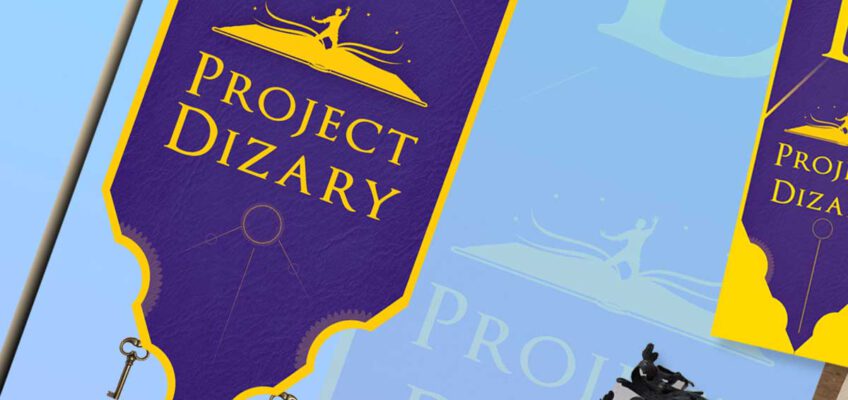 Project dizary banner. Vlag, wimpel, efteling. Grafisch ontwerp